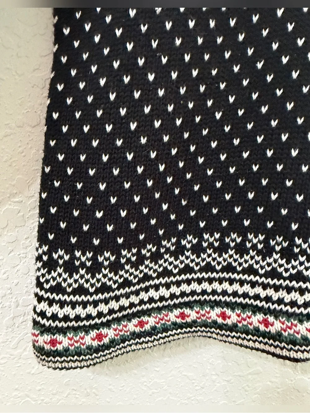 Vintage LL Bean Black and White Nordic-style Henley Sweater - S